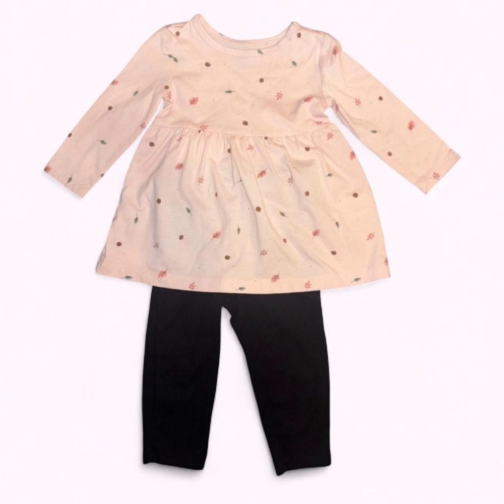 Carter's Pink Floral Tunic with Black Ribbed Leggings